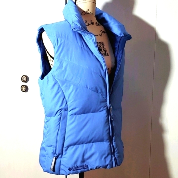 Columbia-Women's Blue Goose Down Insulated Puffer Vest Modern Warm Size L - Picture 2 of 6